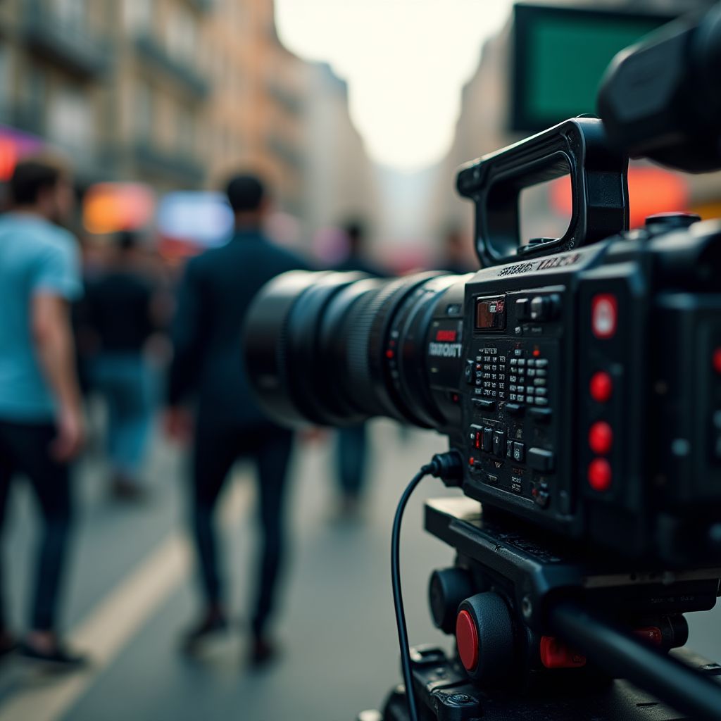 A camera on a film set