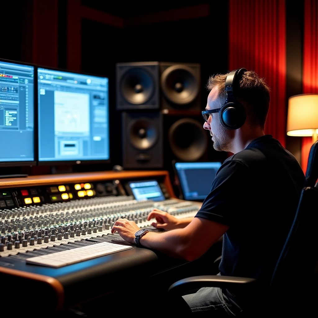 A sound mixing studio